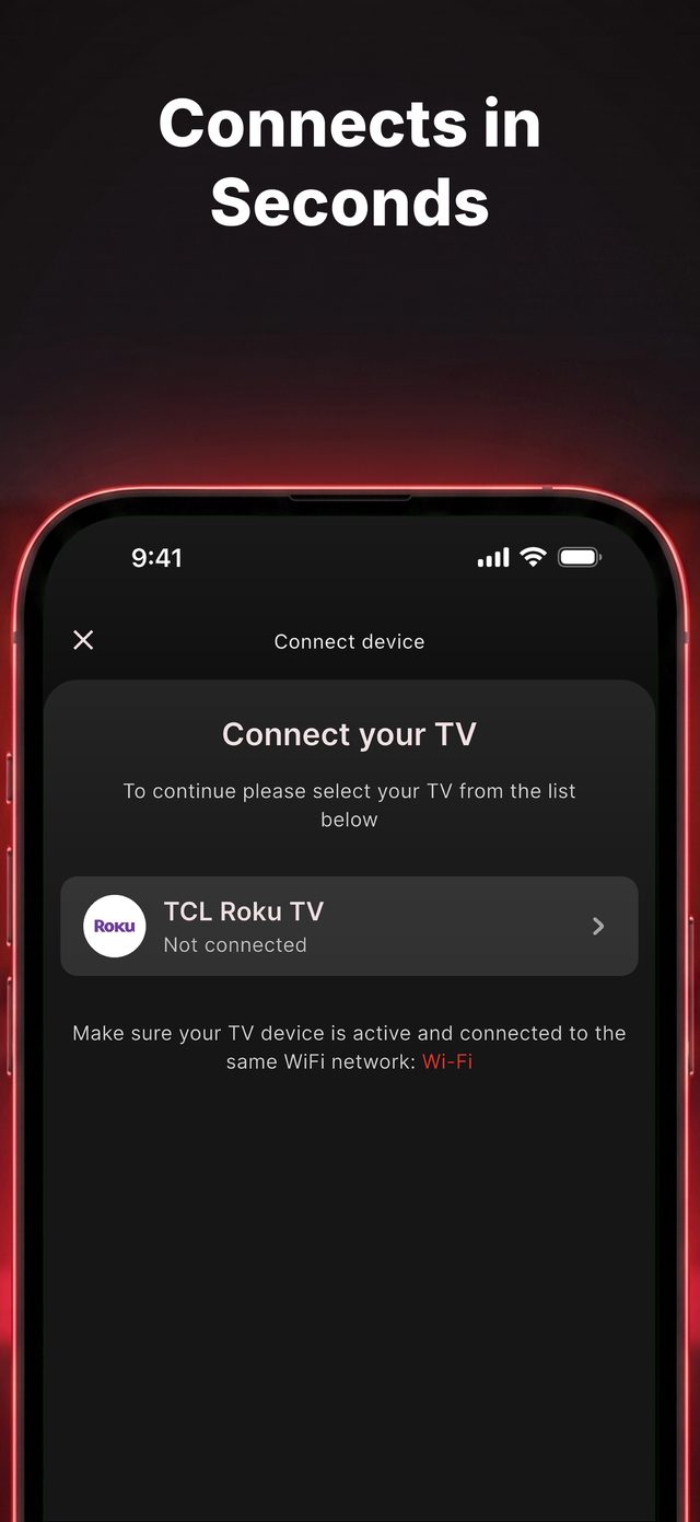 Connects in seconds — pick your TCL TV from the list on the same Wi-Fi