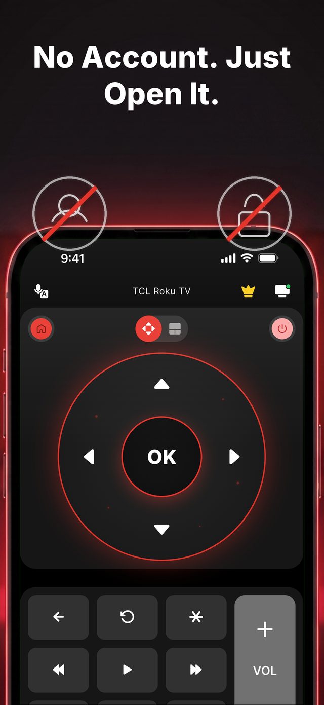 No account needed — the remote works on your local Wi-Fi
